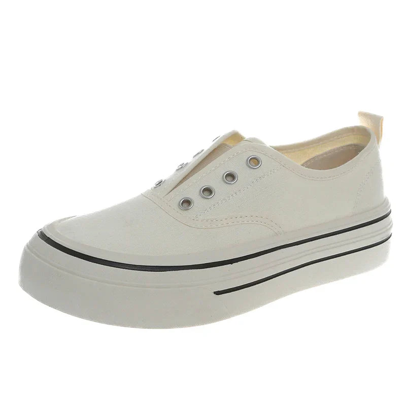 Women Outdoor Walking Canvas Fashion Jogging Slipon Vulcanized Flat Casual Ladies Skateboard