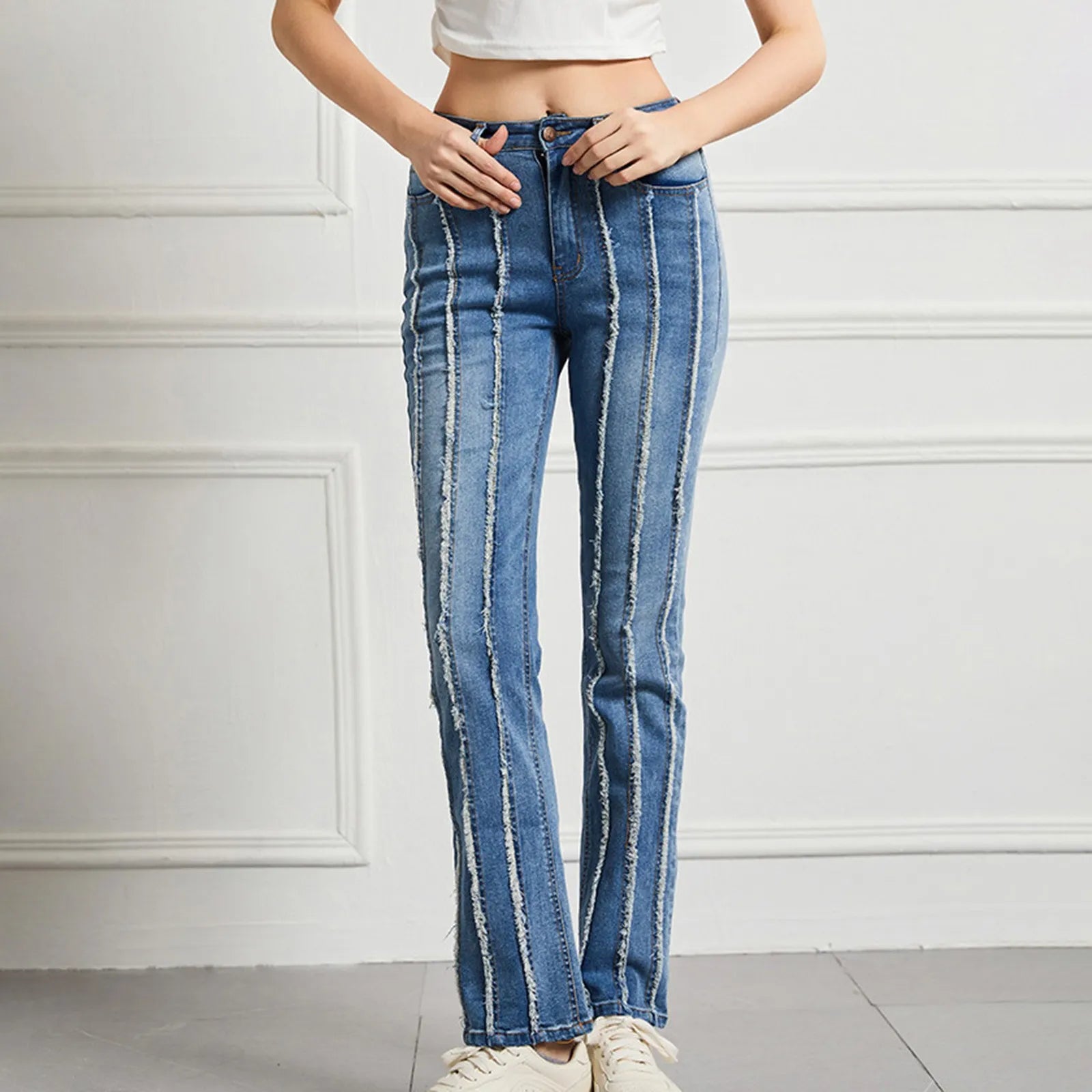 Vintage High Elastic Cargo Pantalones Jeans