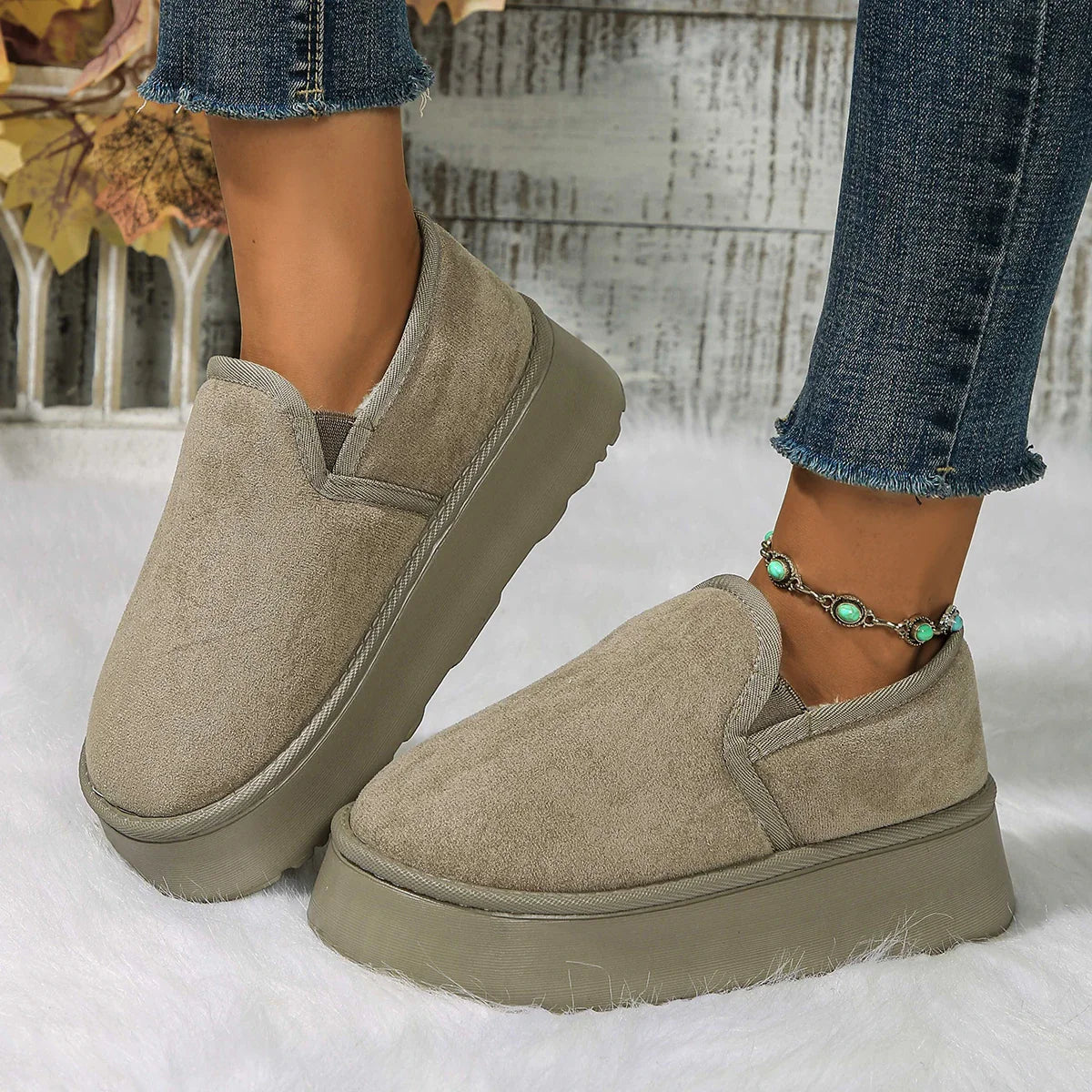Vintage Antiskid Plush Comfortable Thick Bottom Warm Snow Boot