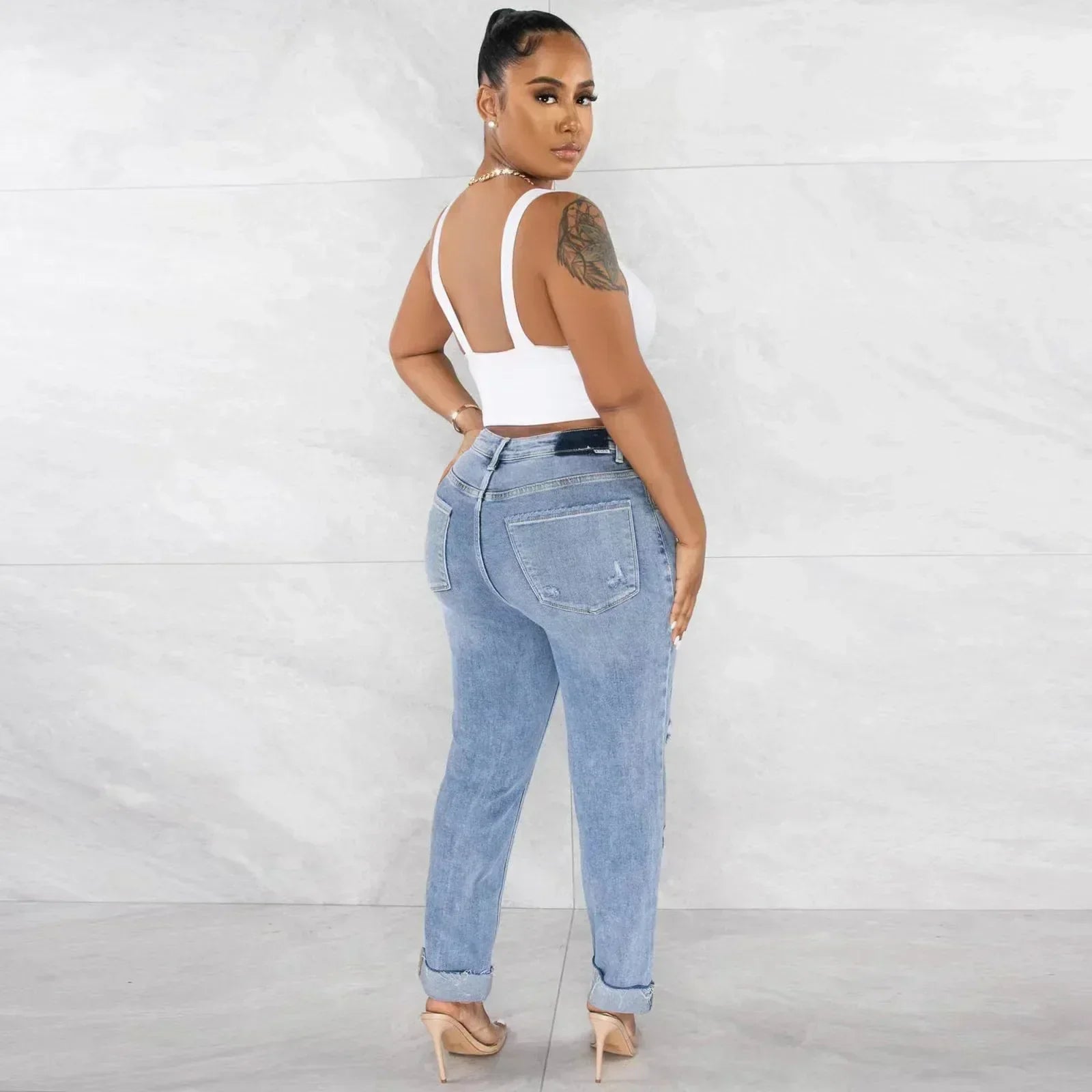 Classic Fashion Stretch Ripped Streetwear Denim Jean