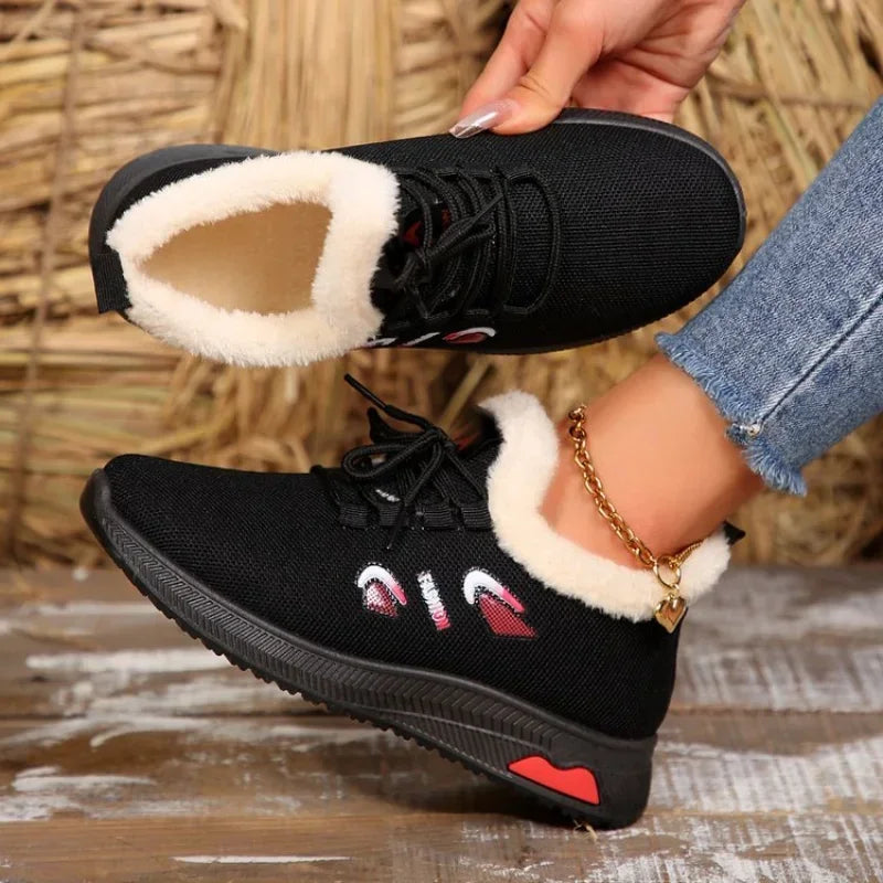 Warm Thick NonSlip LaceUp Plush Comfortable Stylish Snow Boot