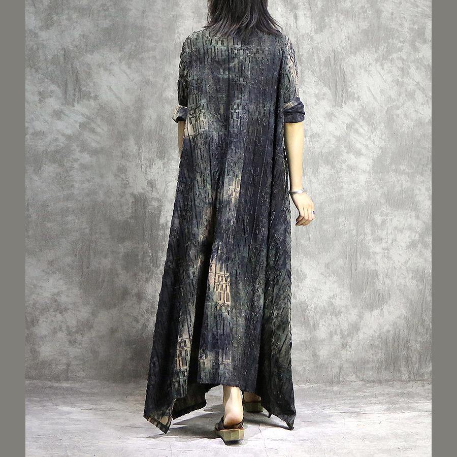 Women asymmetric big hem blended dresses plus size yellow Dress summer prints