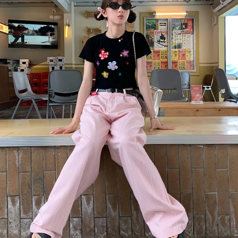 Autumn Ladies Fashionable Straight Wide Leg Sweatpants