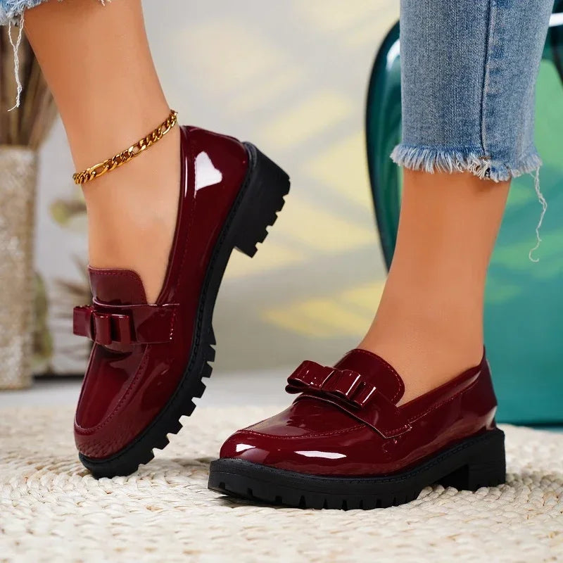 Waterproof ThickSoled Elegant Bow Designer Office Casual Loafers
