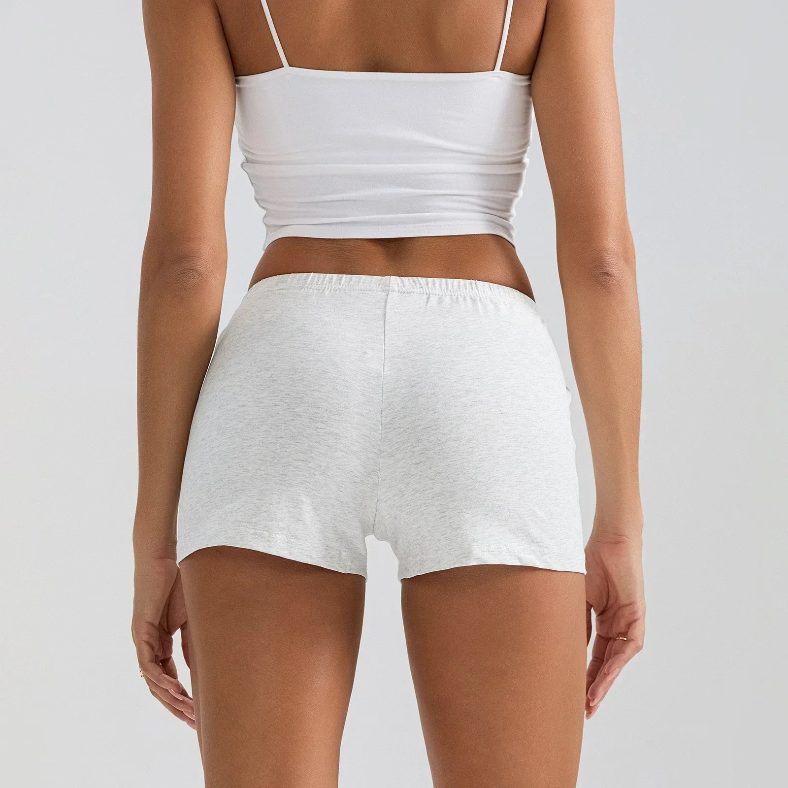 Solid Elastic Waist Slim Short