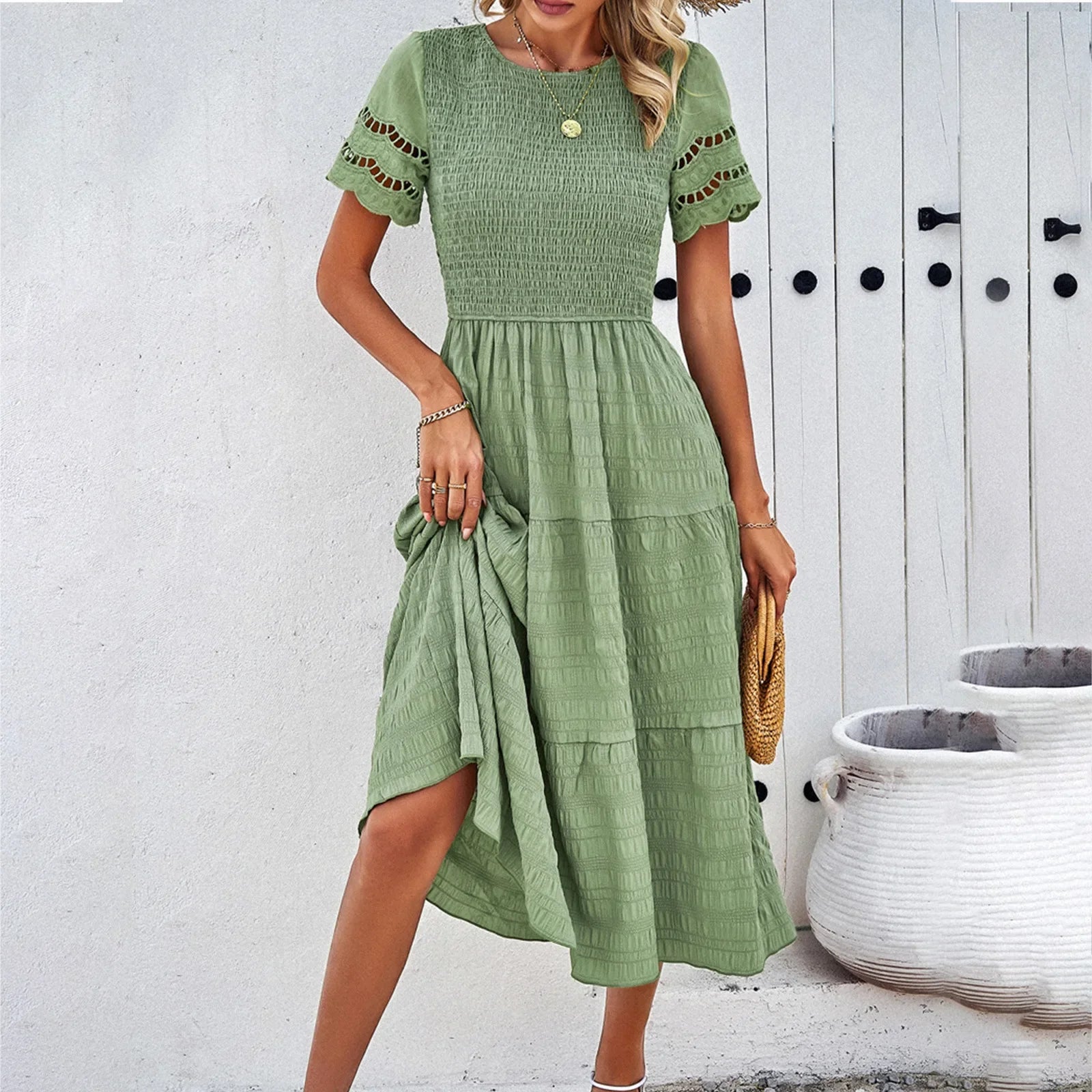 Hollow Sheath Elegant Midi Dress