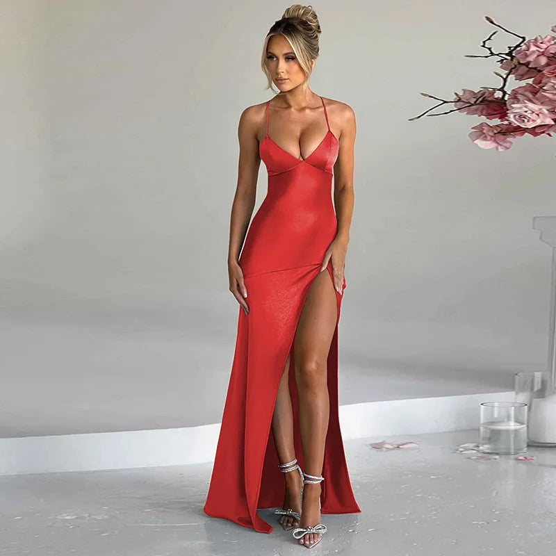 Autumn/Winter Puss Vneck Halter Evening Bodycon Streetwear Midi Dresses