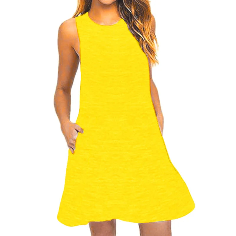 Women's Summer Casual Swing TShirt Beach Midi Dresses