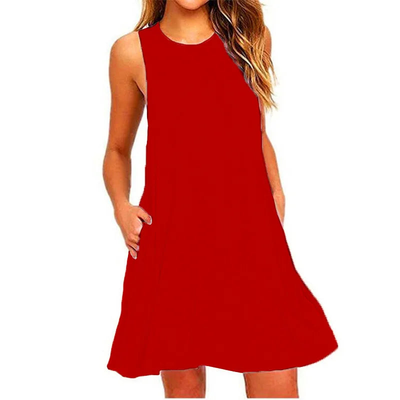 Women's Summer Casual Swing TShirt Beach Midi Dresses