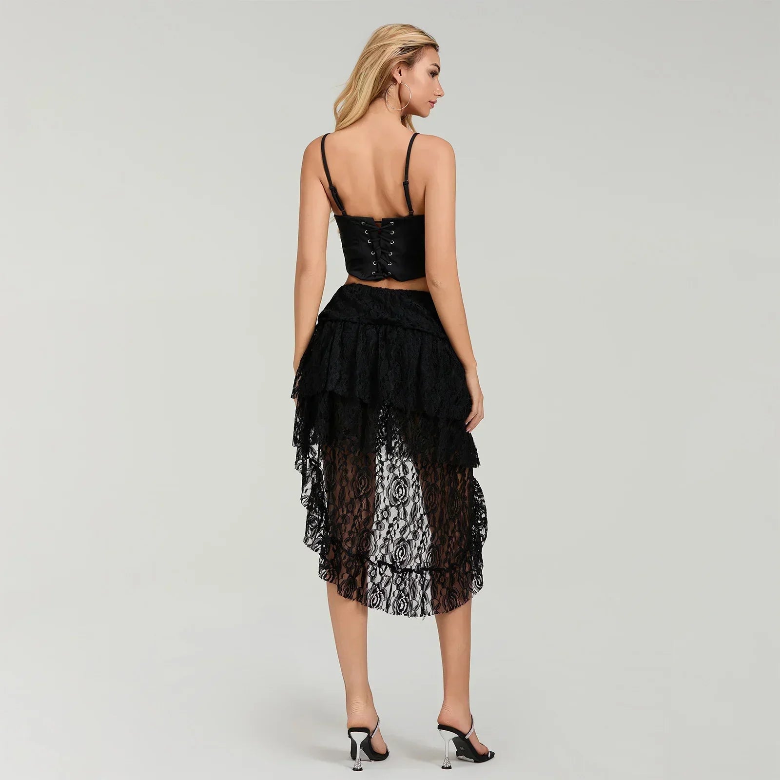 Asymmetric Ruffled Hem Skirt