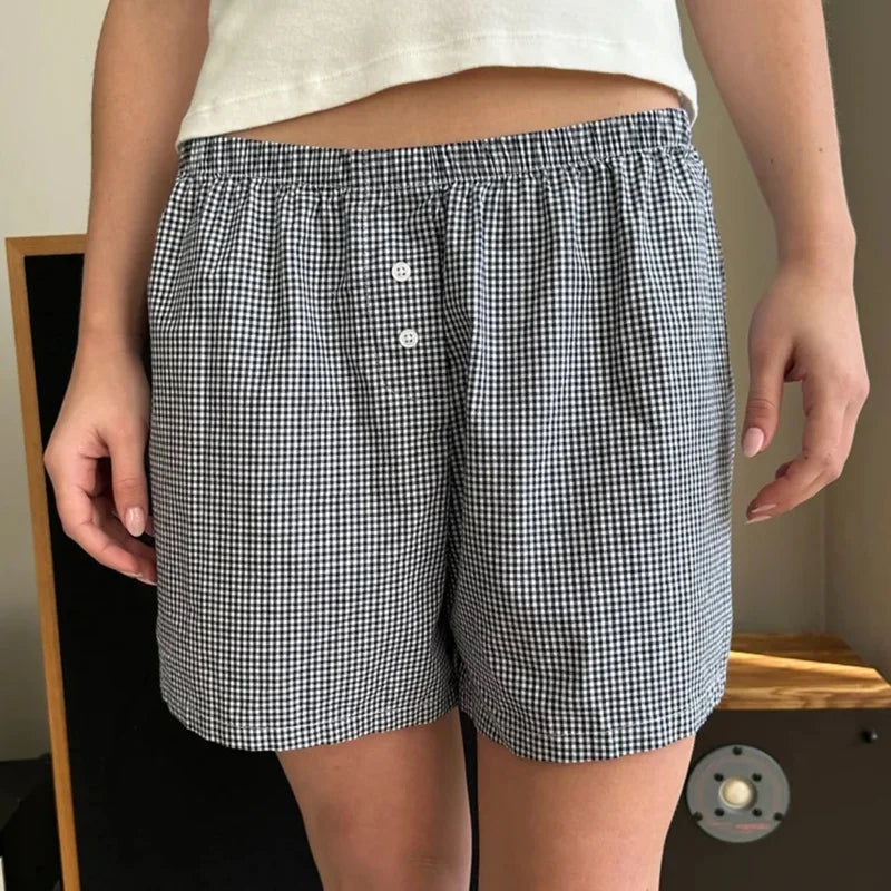 Baggy Striped Vintage Lounge Short Black / S short-250223