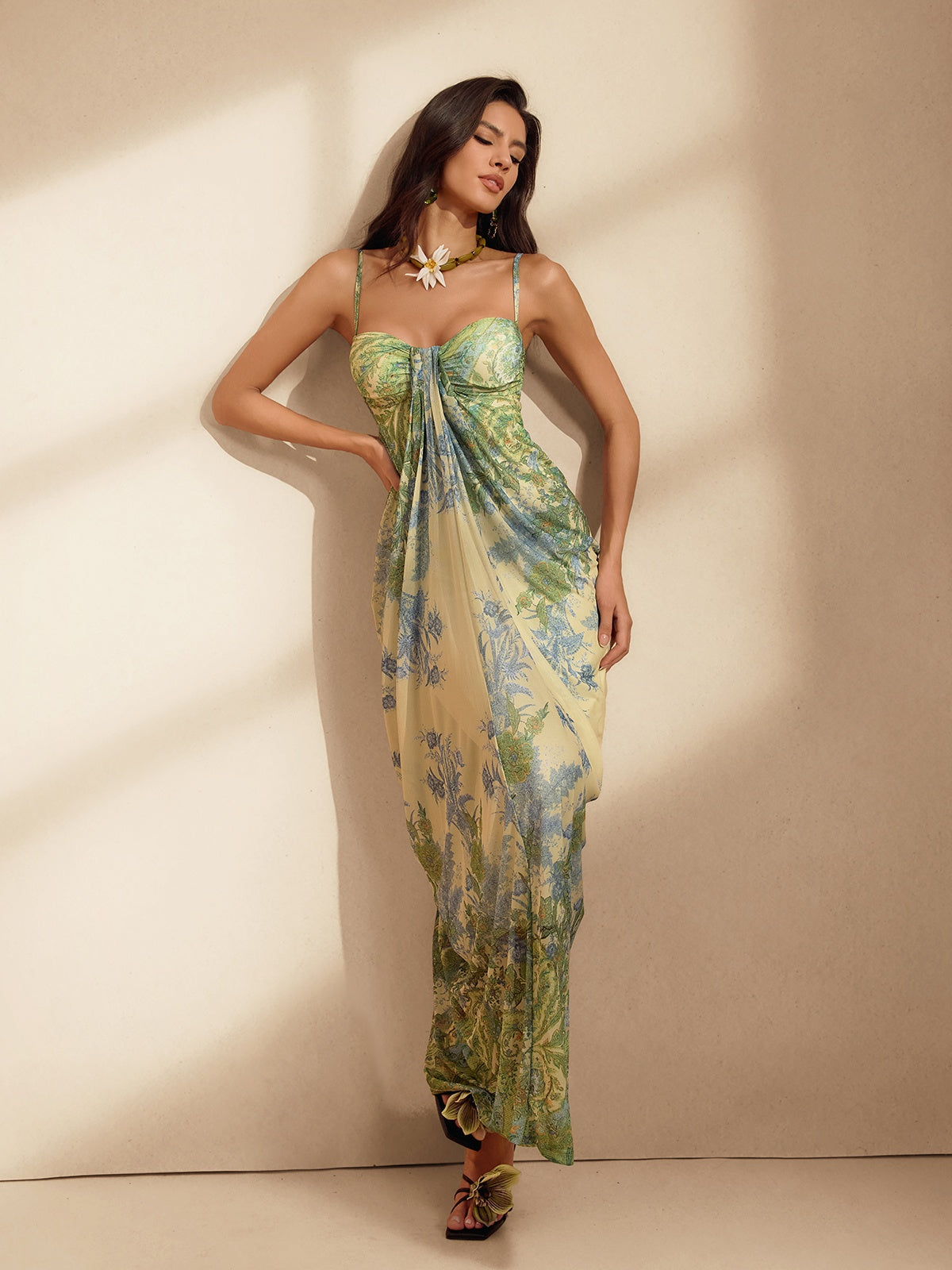 Spaghetti Floral Maxi Dress