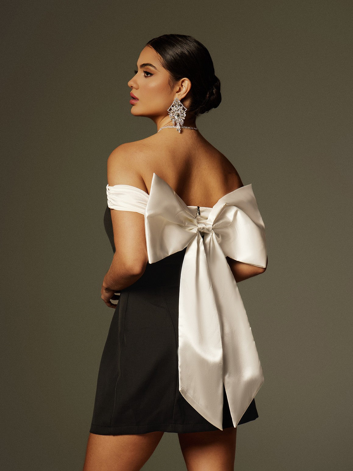 Off Shoulder Bow Mini Dress