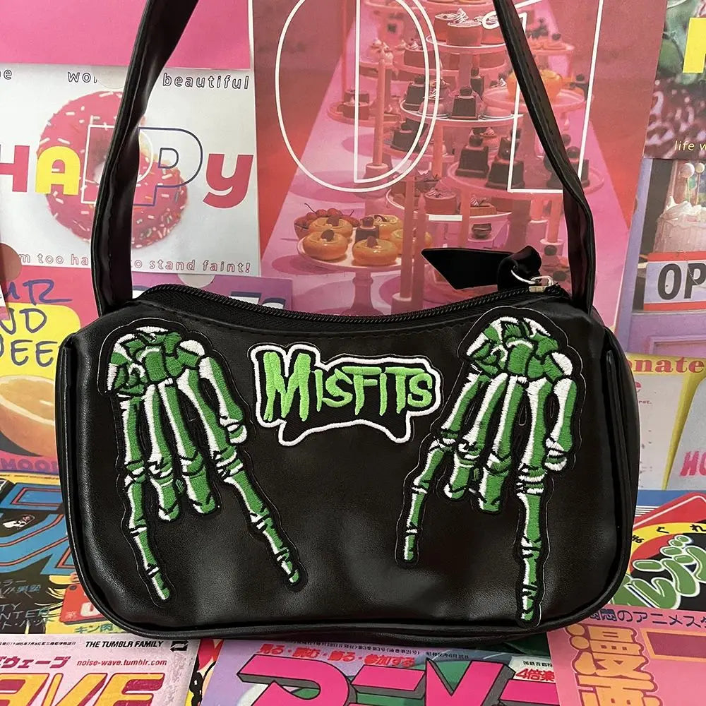 Y2K Gothic Women Letter Skull HipHop Shoulder Bag Street Trendy Tote Bag