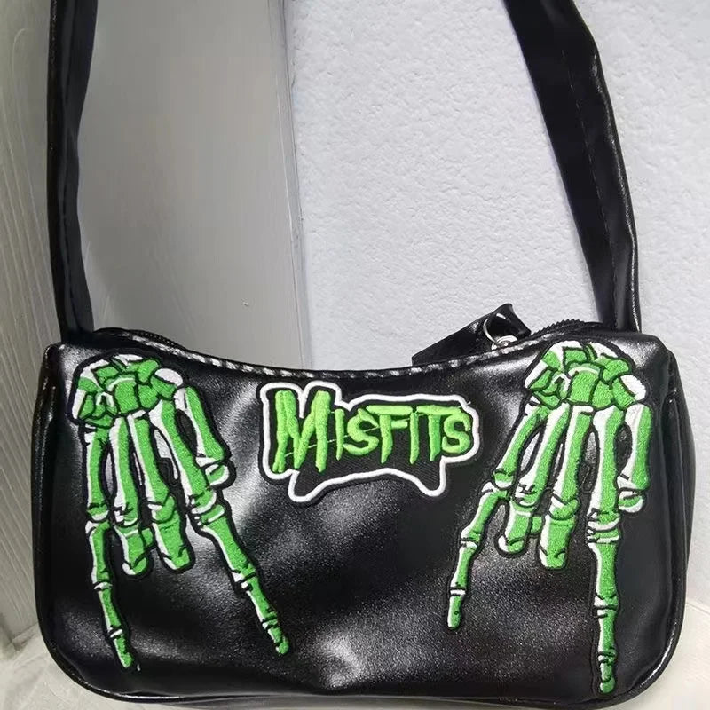 Y2K Gothic Women Letter Skull HipHop Shoulder Bag Street Trendy Tote Bag