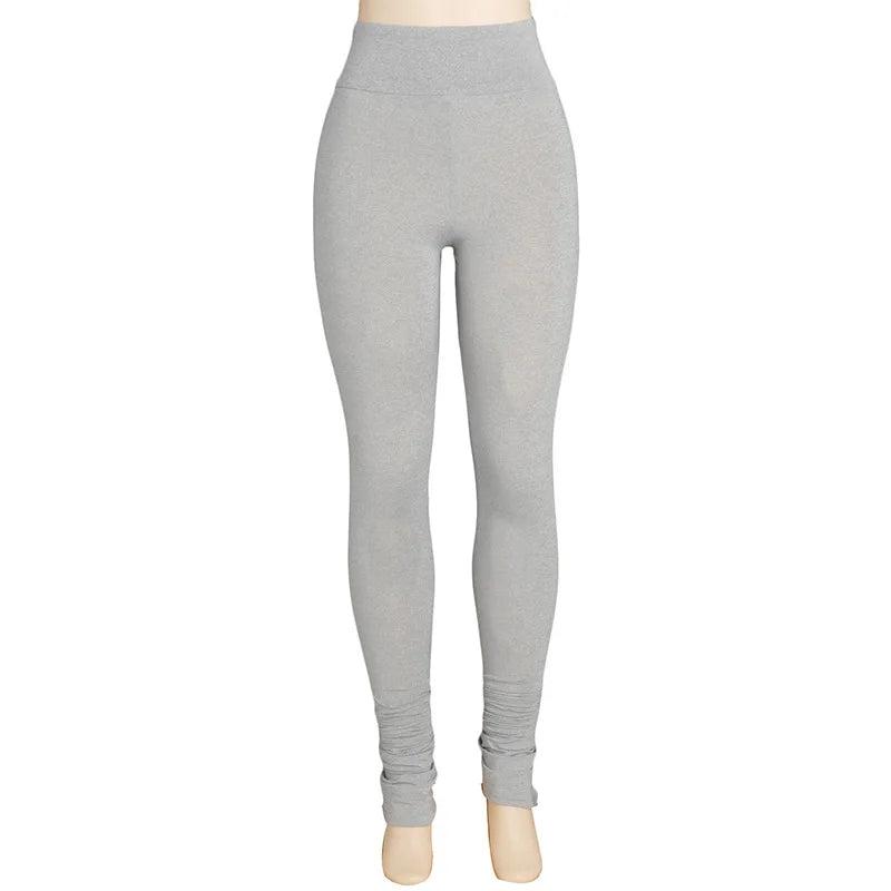 Solid Ruched Women's Casual Legging Sweatpants