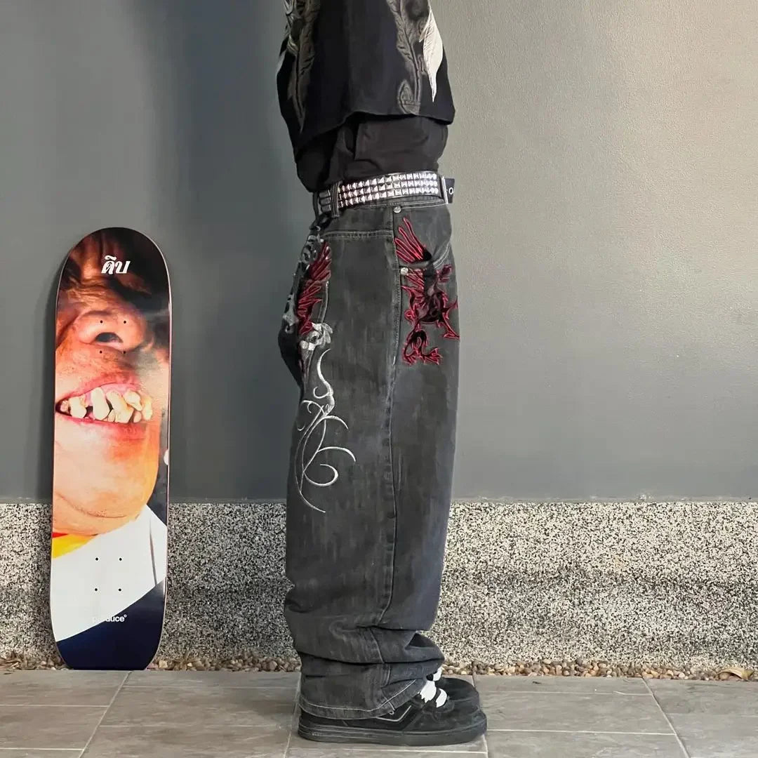 Y2K Streetwear Baggy Jeans Men Hip Hop Vintage Wide Leg Pants
