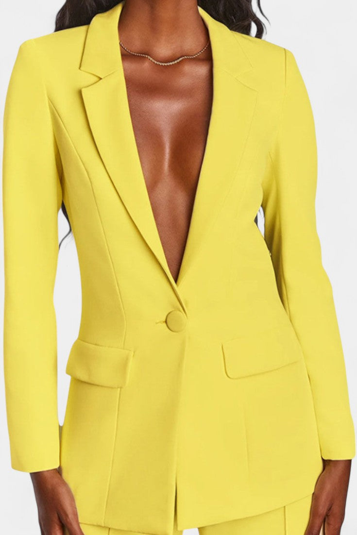 Peak Lapel Single Button Blazer and Wide-Leg Trouser Set 8
