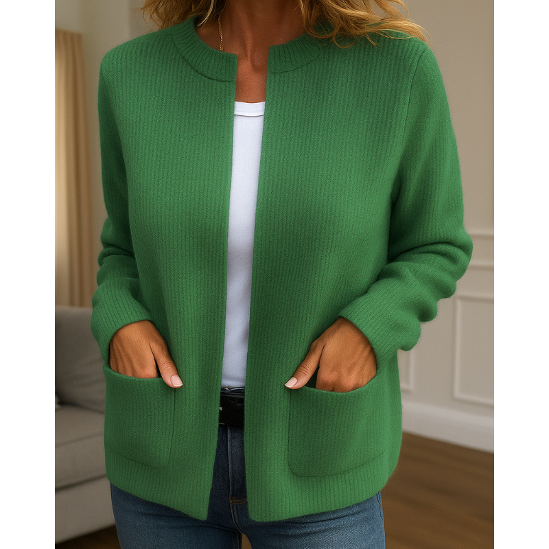 Stand Collar Ribbed Knit Zip-Up Pocket Cardigan 9
