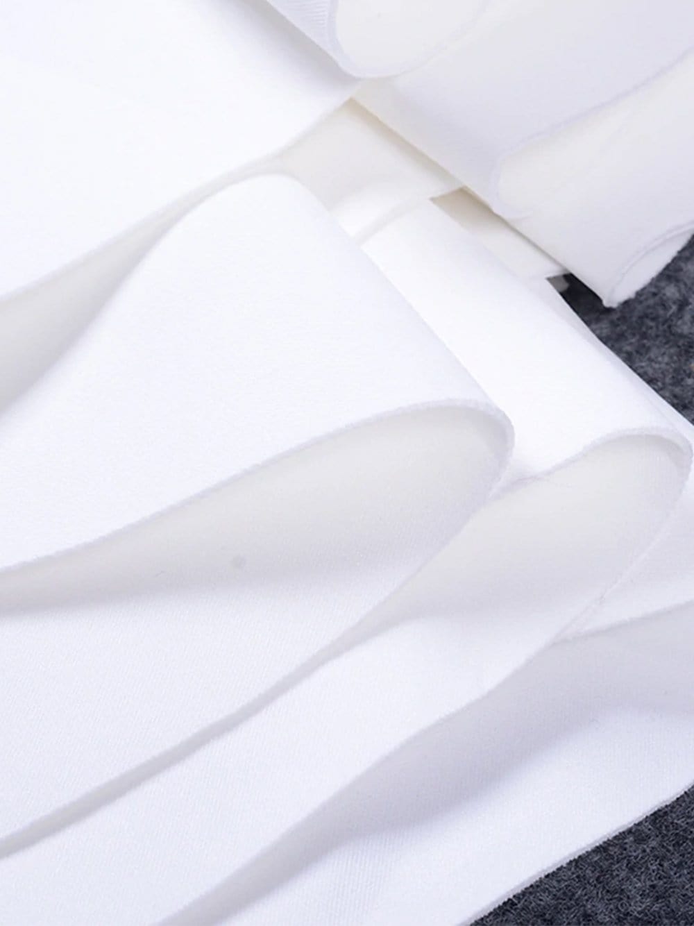 White High Neck Bow Rhinestone Brooch Frayed Ruffle Bodycon Mini Dress 15
