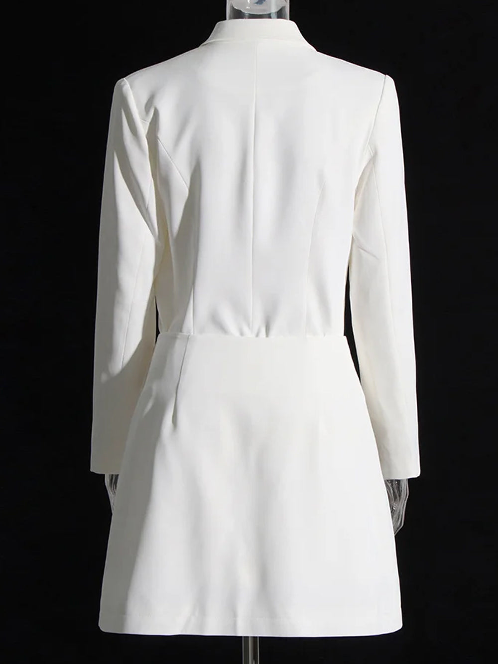 White Notch Lapel Peplum Blazer And Skirt Set