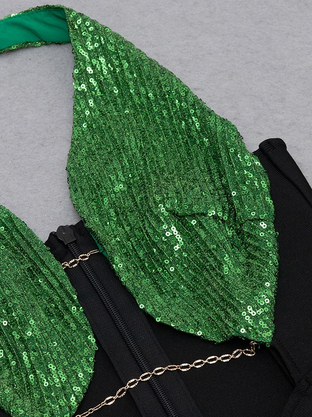 Black Plunge Neck Sequin Chain Cutout Bodycon Maxi Dress 12