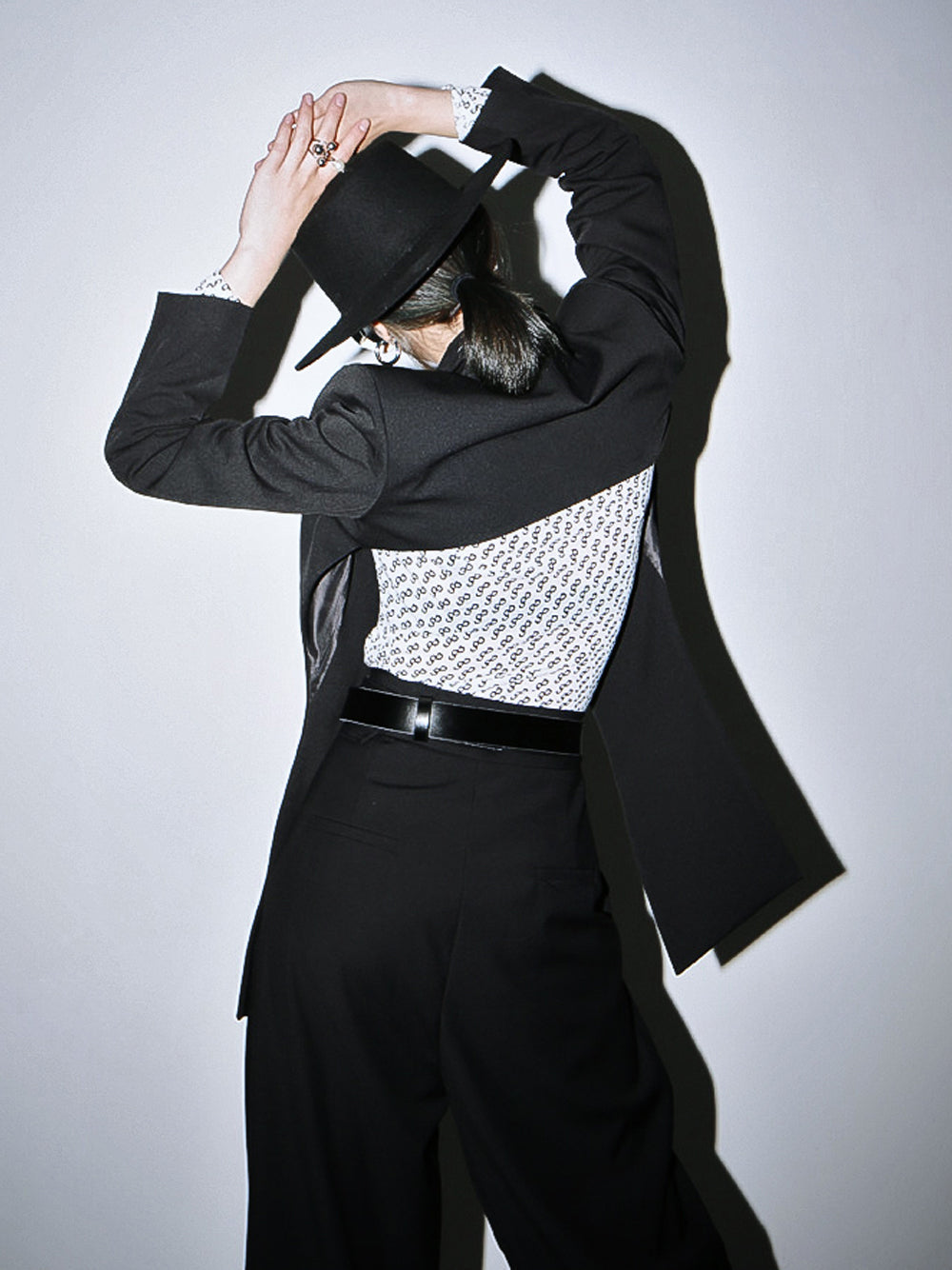 Black Notched Lapel Asymmetric Crossover Cutout Blazer