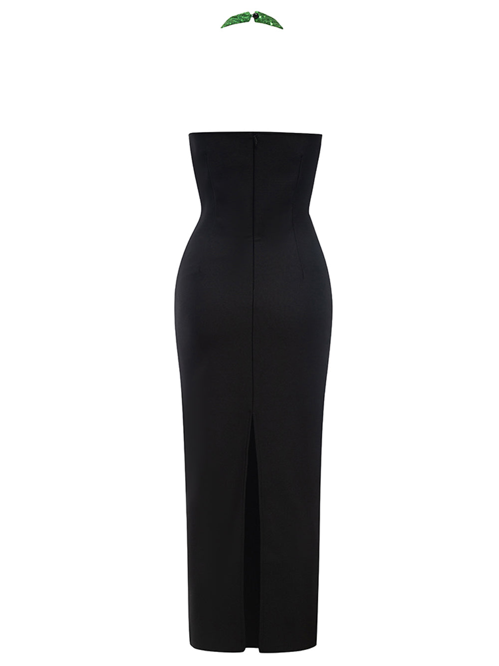 Black Plunge Neck Sequin Chain Cutout Bodycon Maxi Dress 2