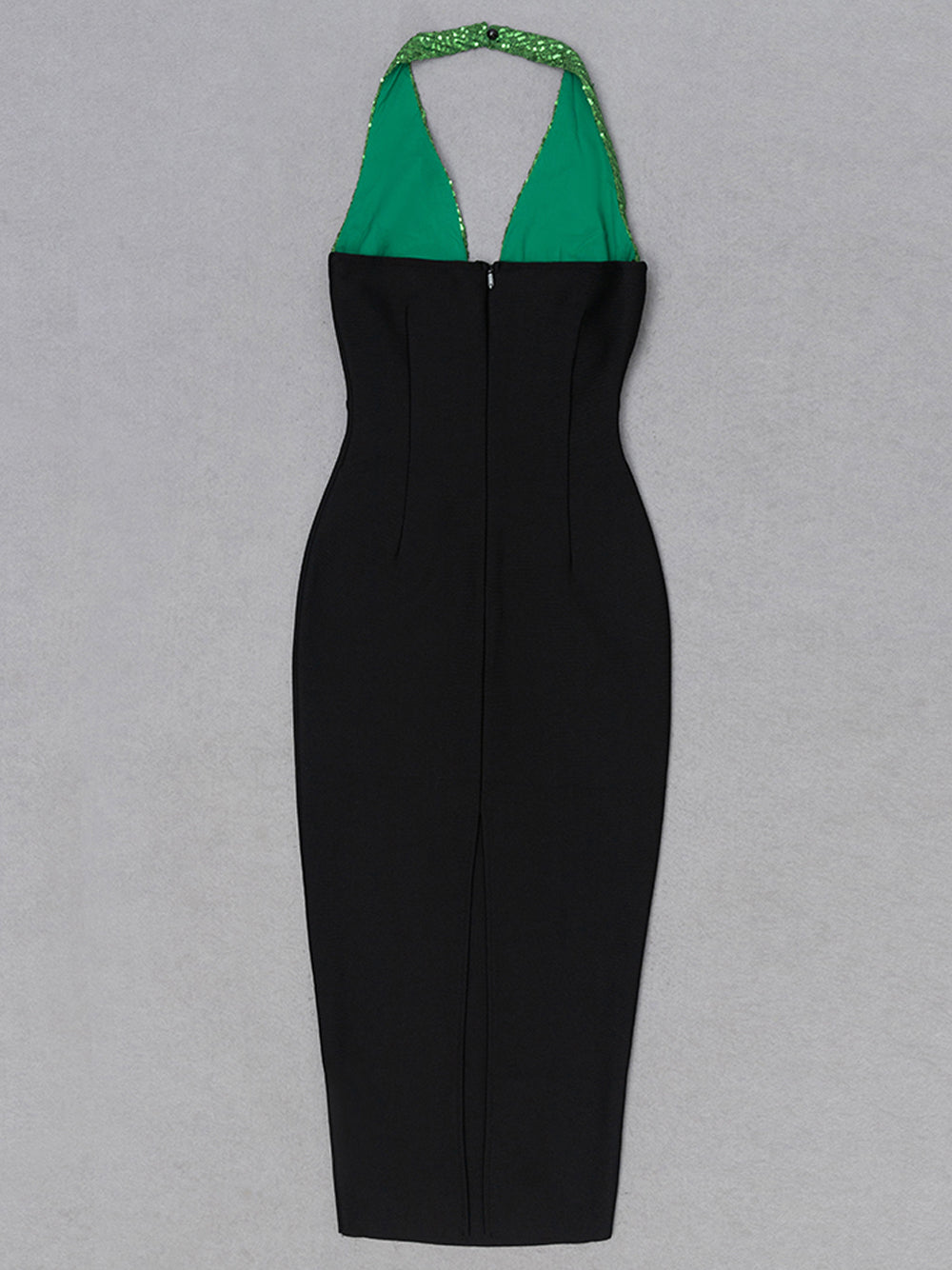 Black Plunge Neck Sequin Chain Cutout Bodycon Maxi Dress 5