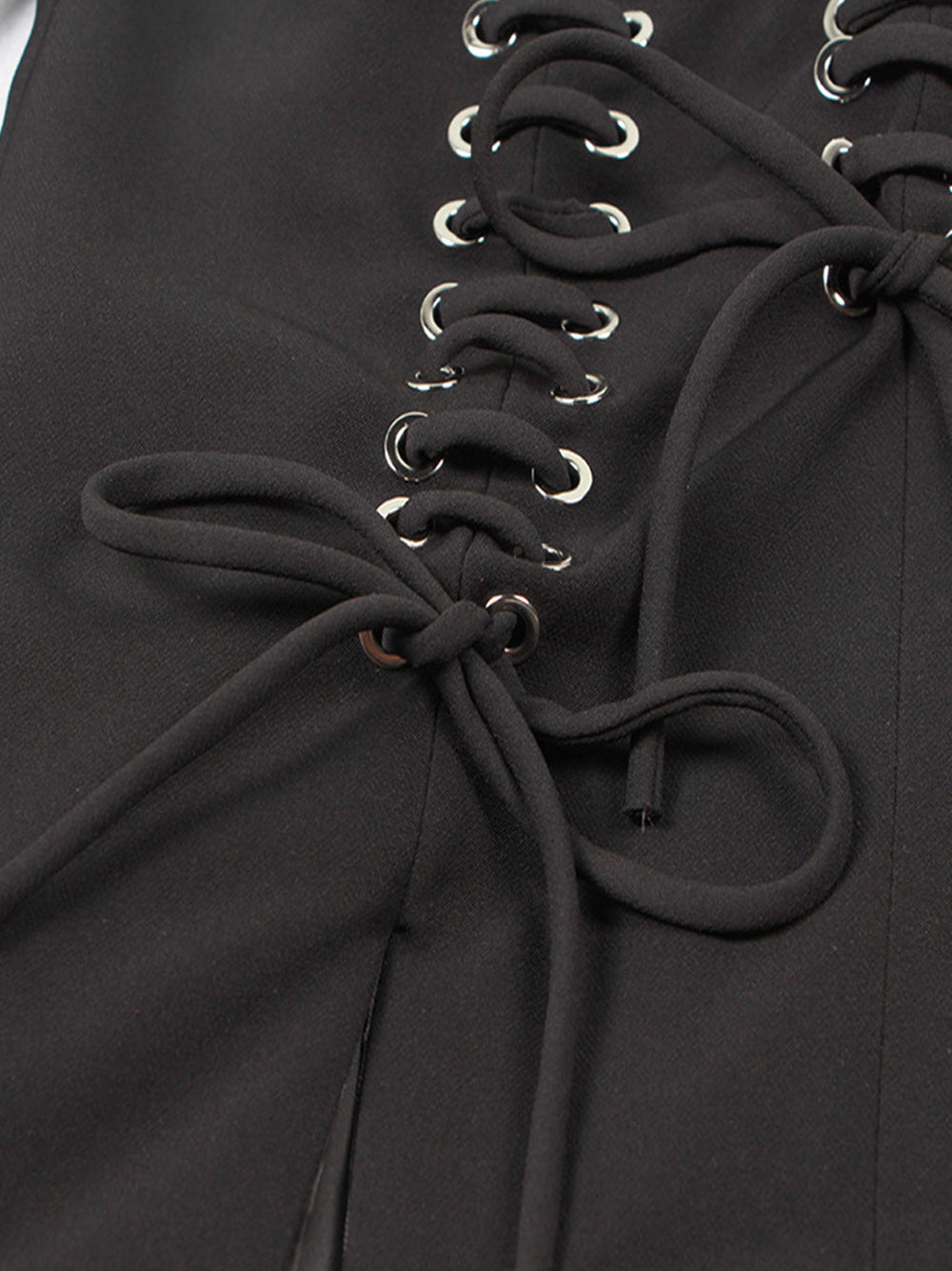 Lapel Collar Lace-Up Corset Waist Split Sleeve Blazer 15