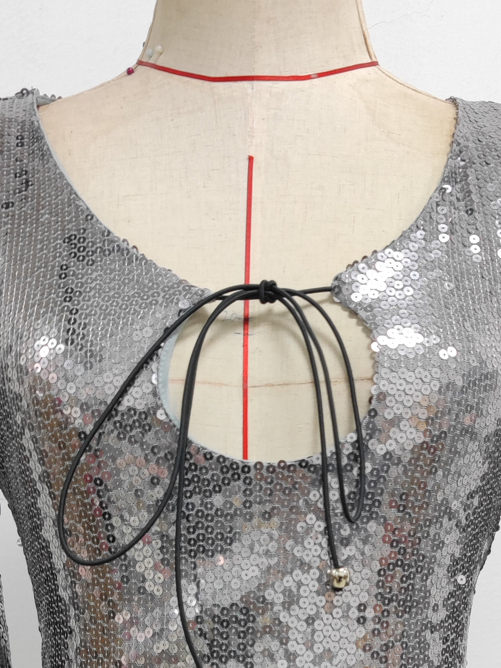 Silver Plunge Neck Sequin Long Sleeve Bodycon Mini Dress