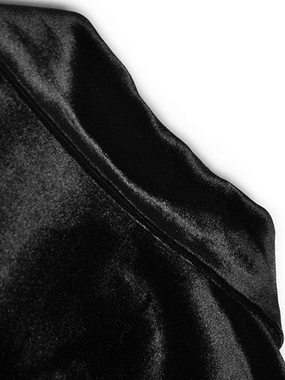 Black Notch Lapel Single Button Velvet Blazer and Pants Set 10