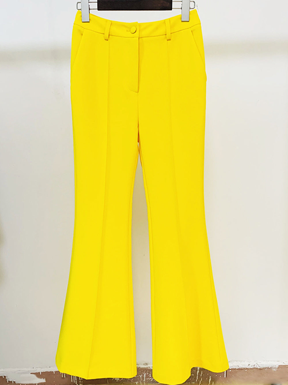 Yellow Peak Lapel Tailored Blazer and Flared Trouser Set 14