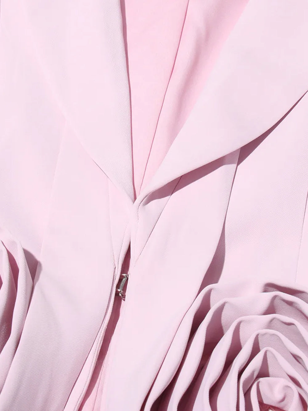 Pink Shawl Lapel Rosette Cropped Blazer Midi Skirt Set