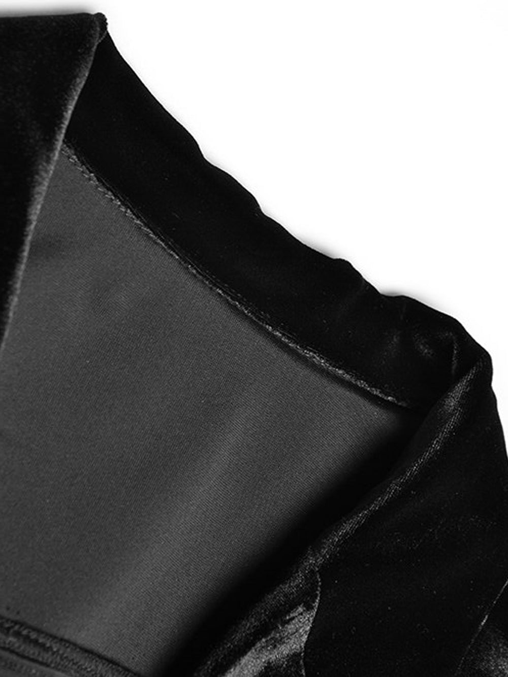 Black Notch Lapel Single Button Velvet Blazer and Pants Set 12