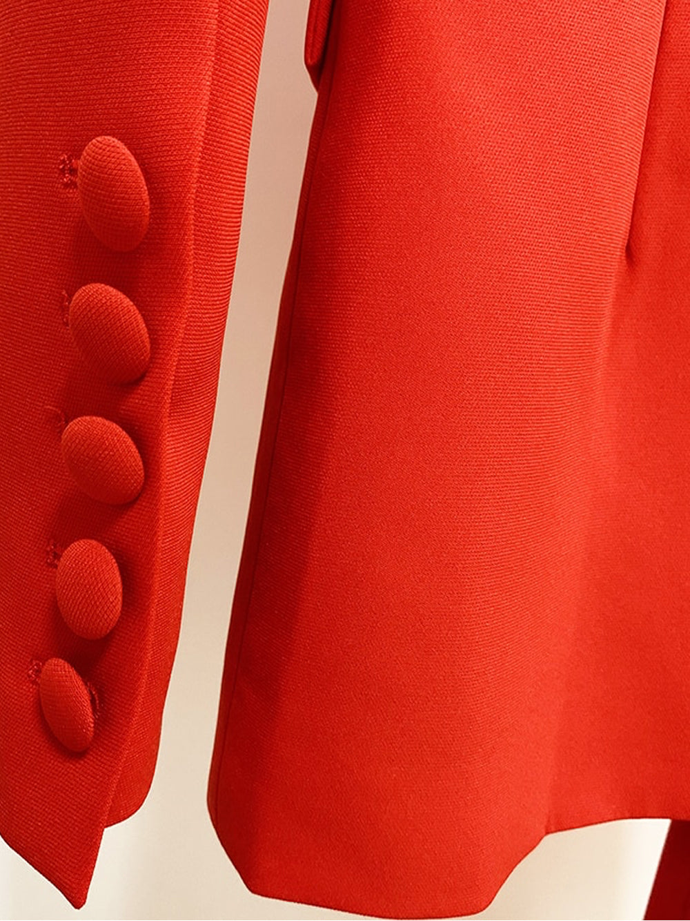 Red Peak Lapel Single Button Fitted Blazer and Flared Pants Set