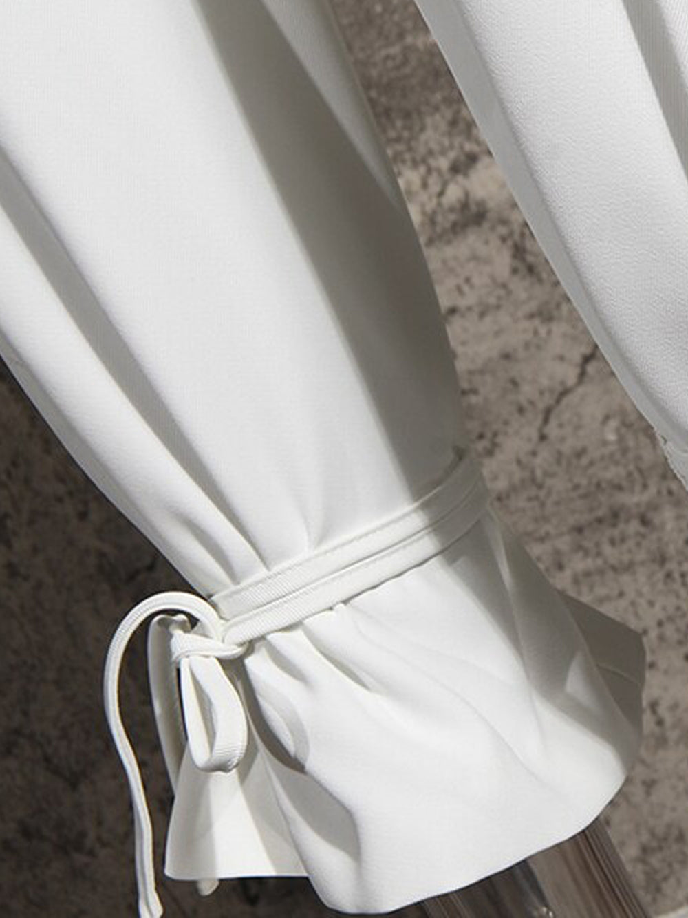 White Shawl Collar Tie Waist Blazer And Tie-Cuff Trouser Set