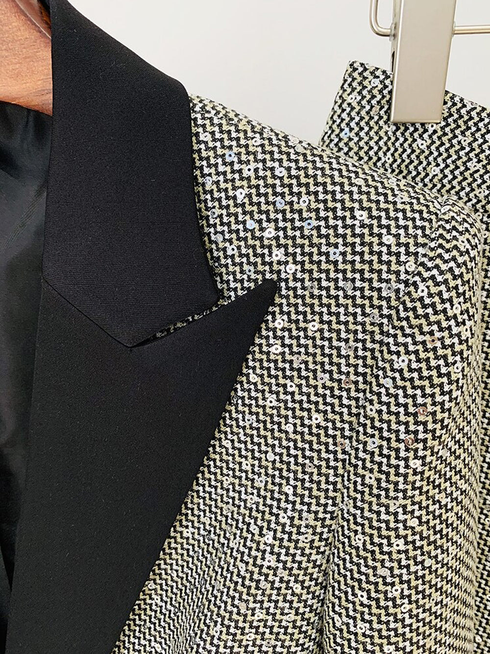 B&w Contrast Trim Tweed Blazer and Pants Set