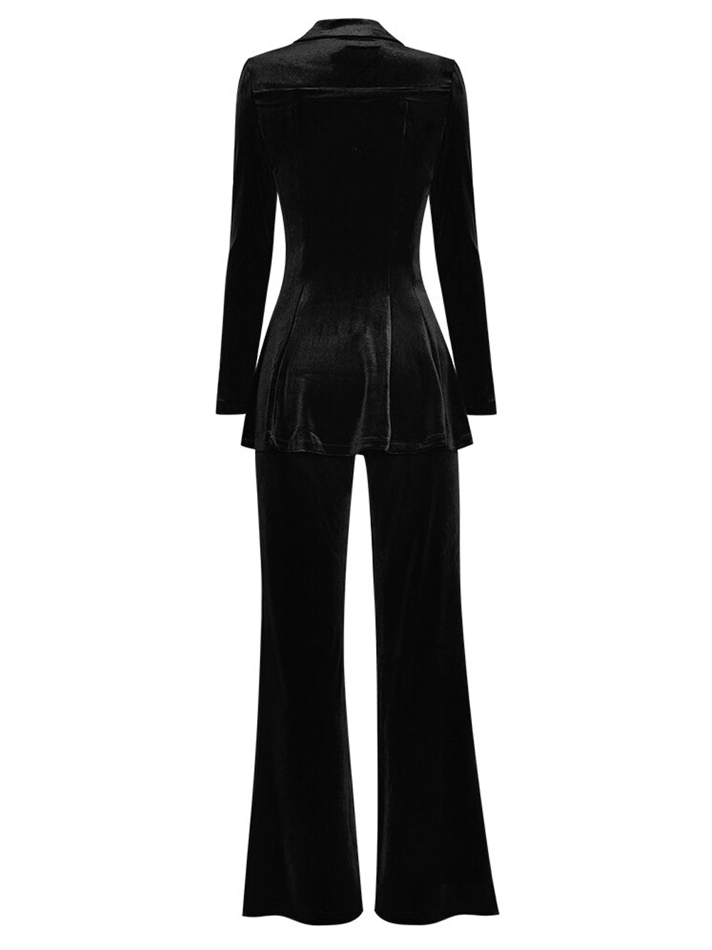 Black Notch Lapel Single Button Velvet Blazer and Pants Set 7