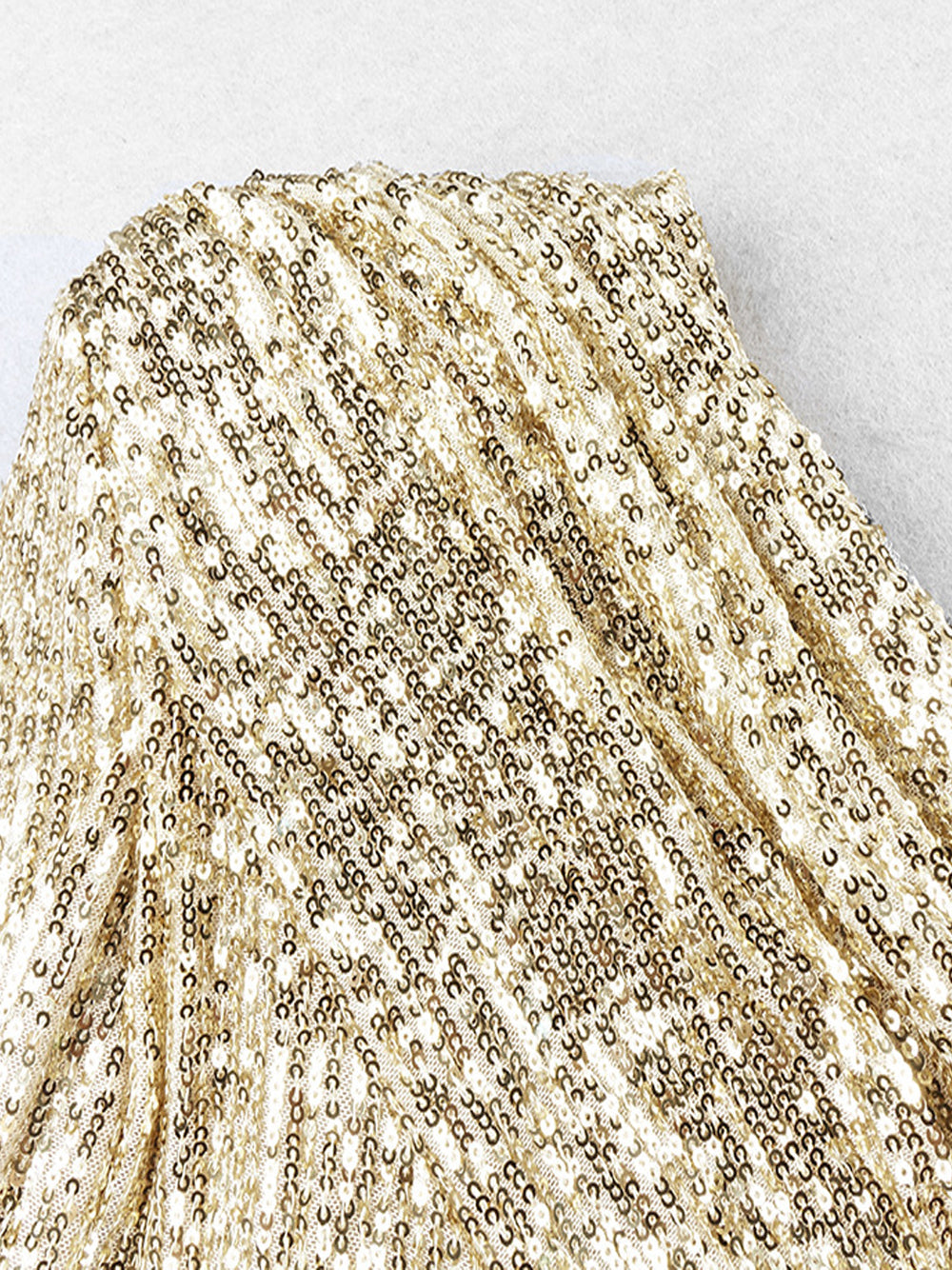 Gold One-Shoulder Sequin One Sleeve Bodycon Midi Dress
