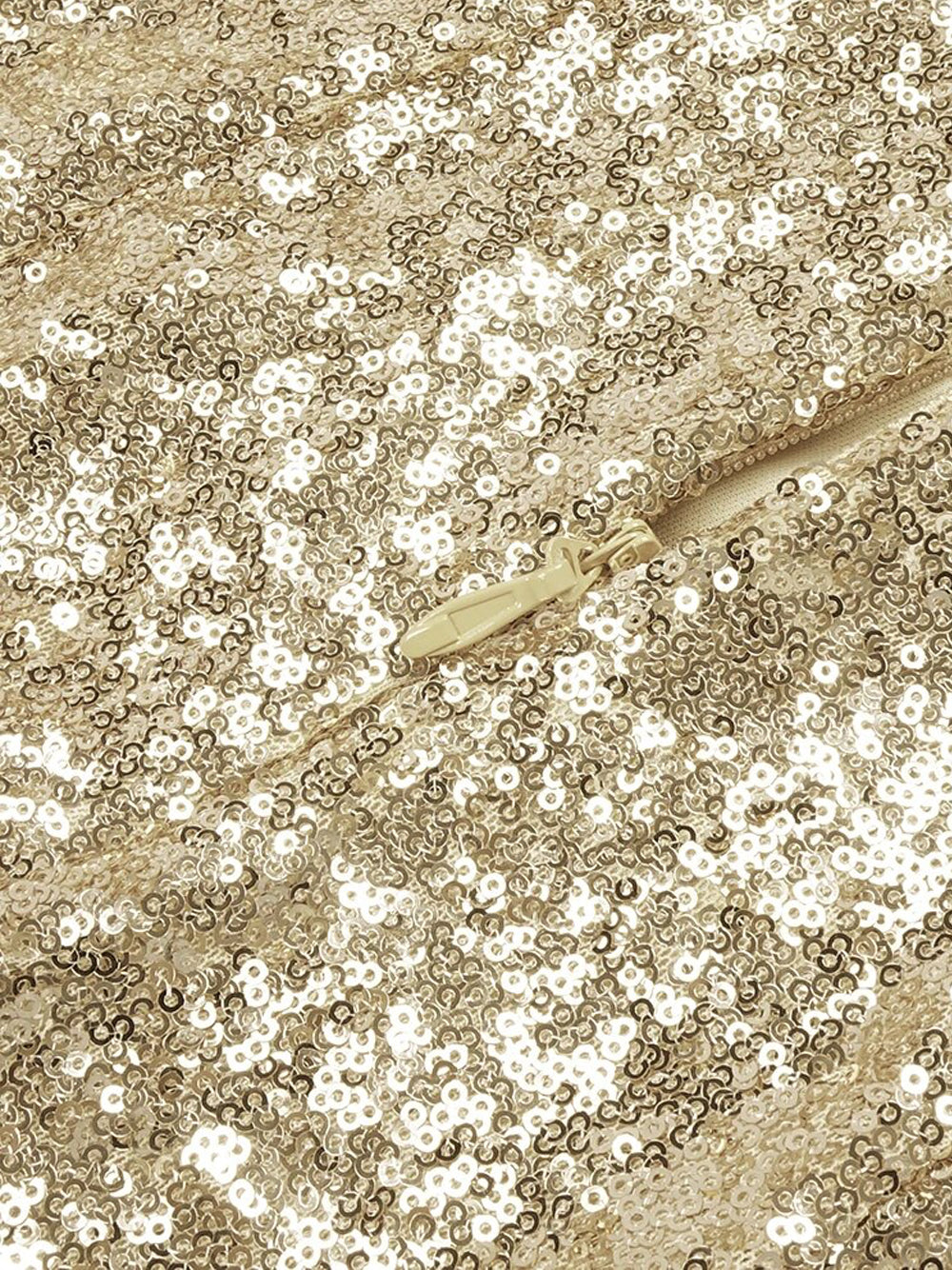 Gold One-Shoulder Feather Trim Sequin Cutout High Slit Maxi Gown 9
