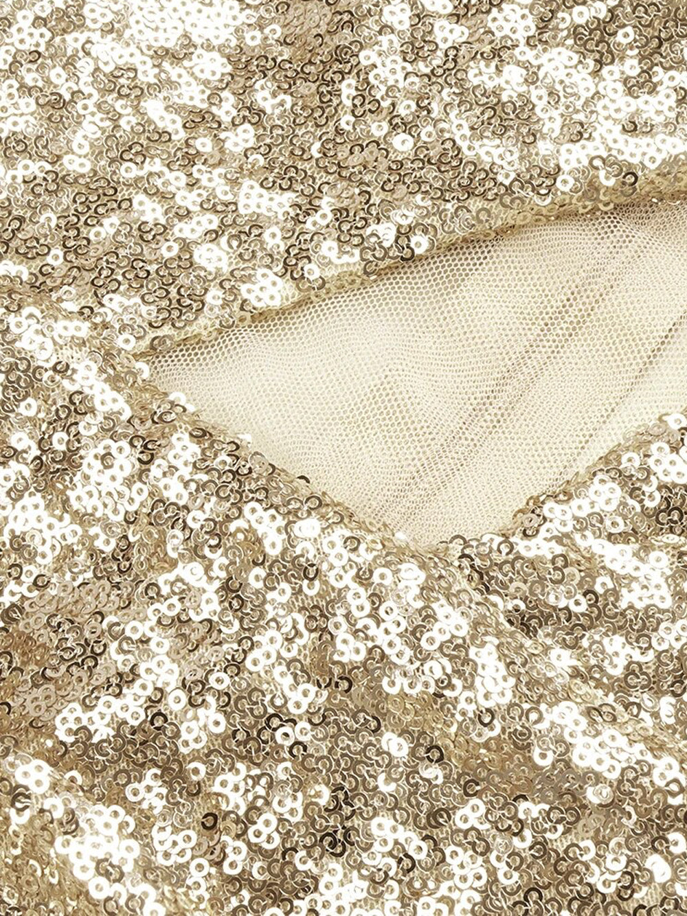 Gold One-Shoulder Feather Trim Sequin Cutout High Slit Maxi Gown 4