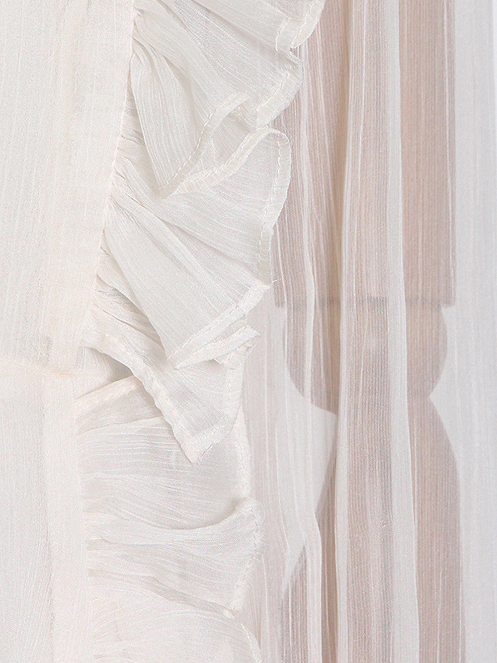 Beige V-Neck Tie Front Ruffle Tiered Sheer Chiffon Mini Dress
