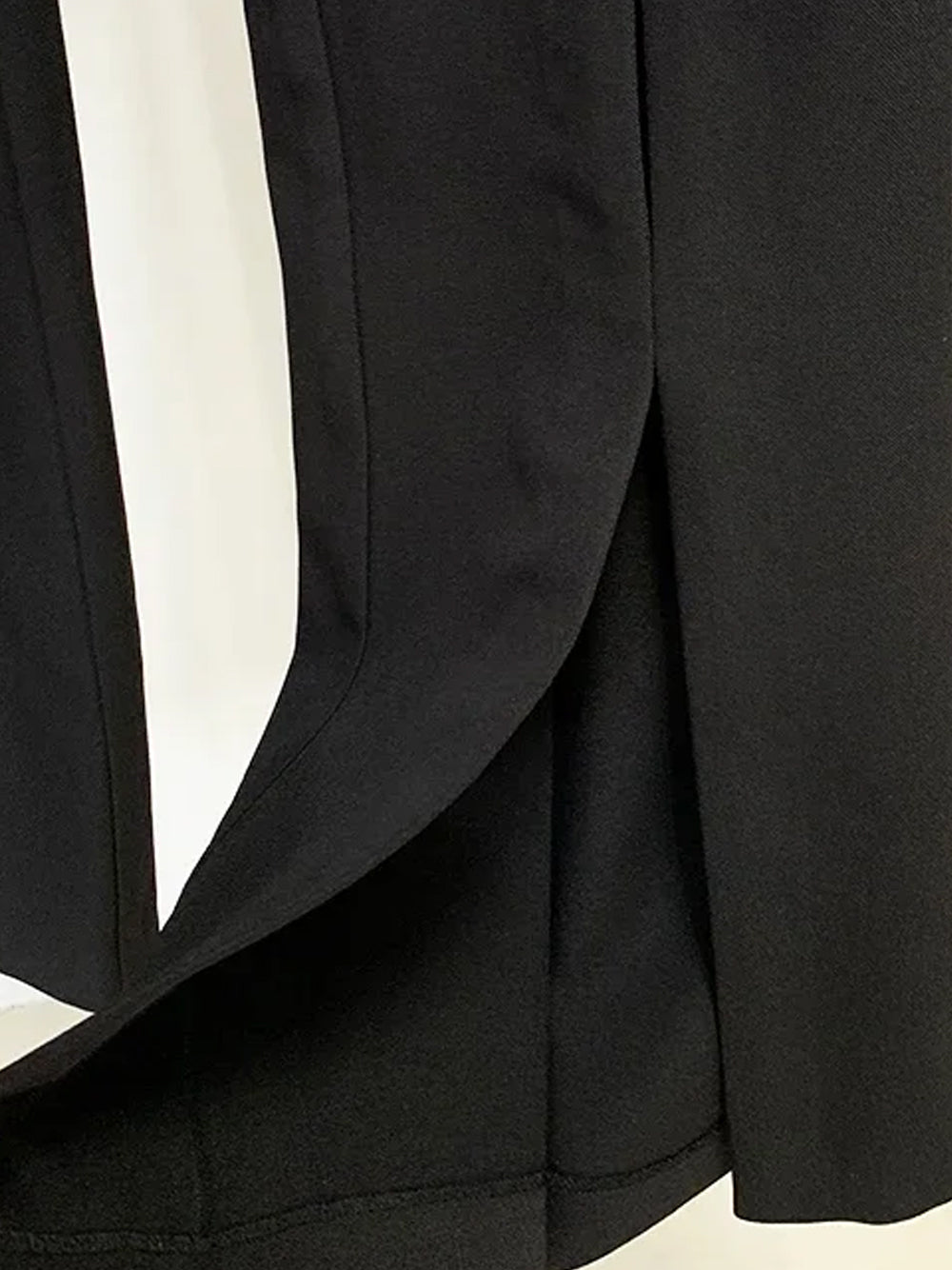 Black Collarless Plunge Cutout Blazer and Split Leg Pants Set