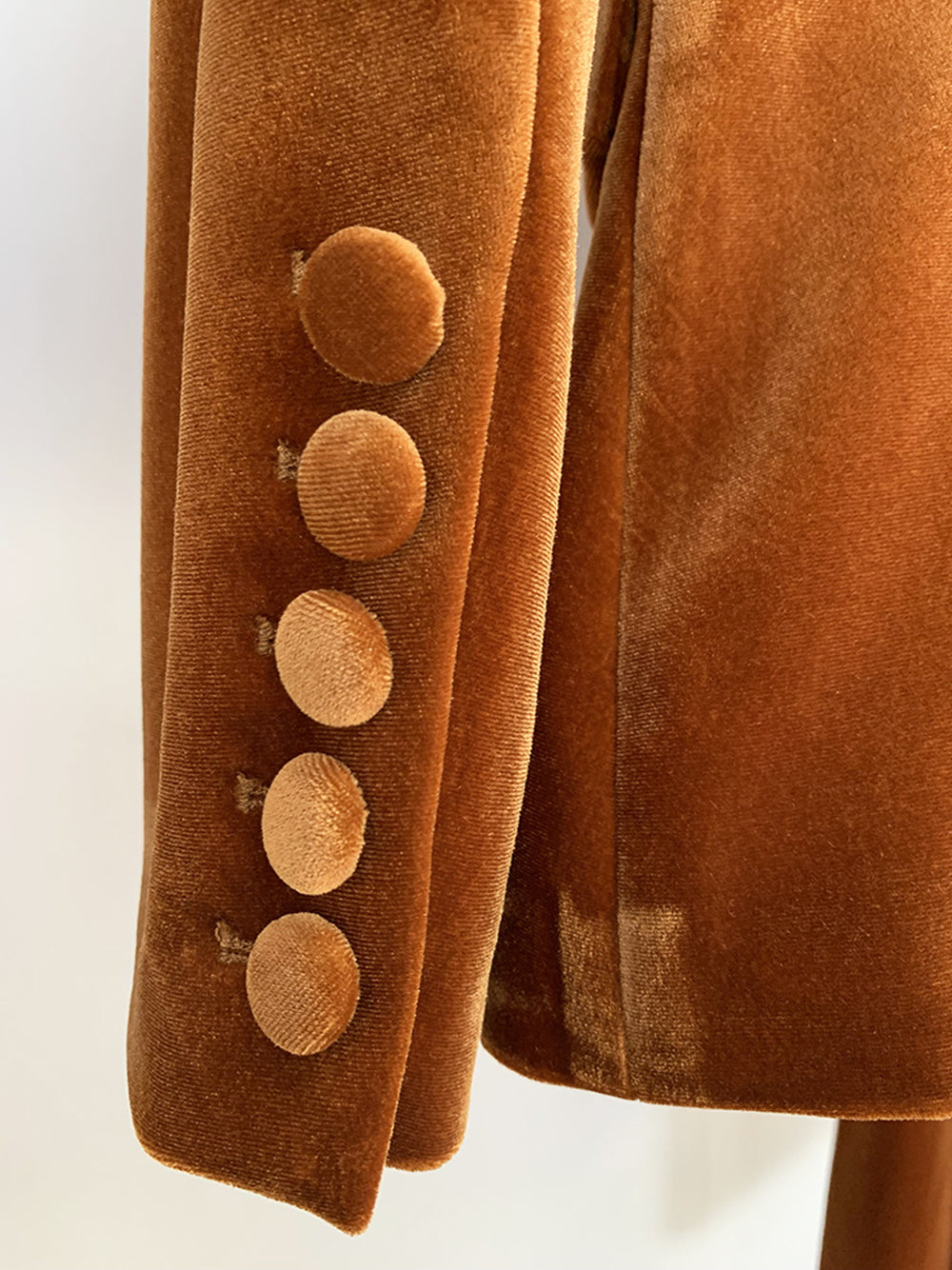 Brown Peak Lapel Velvet Blazer Flared Pants Set