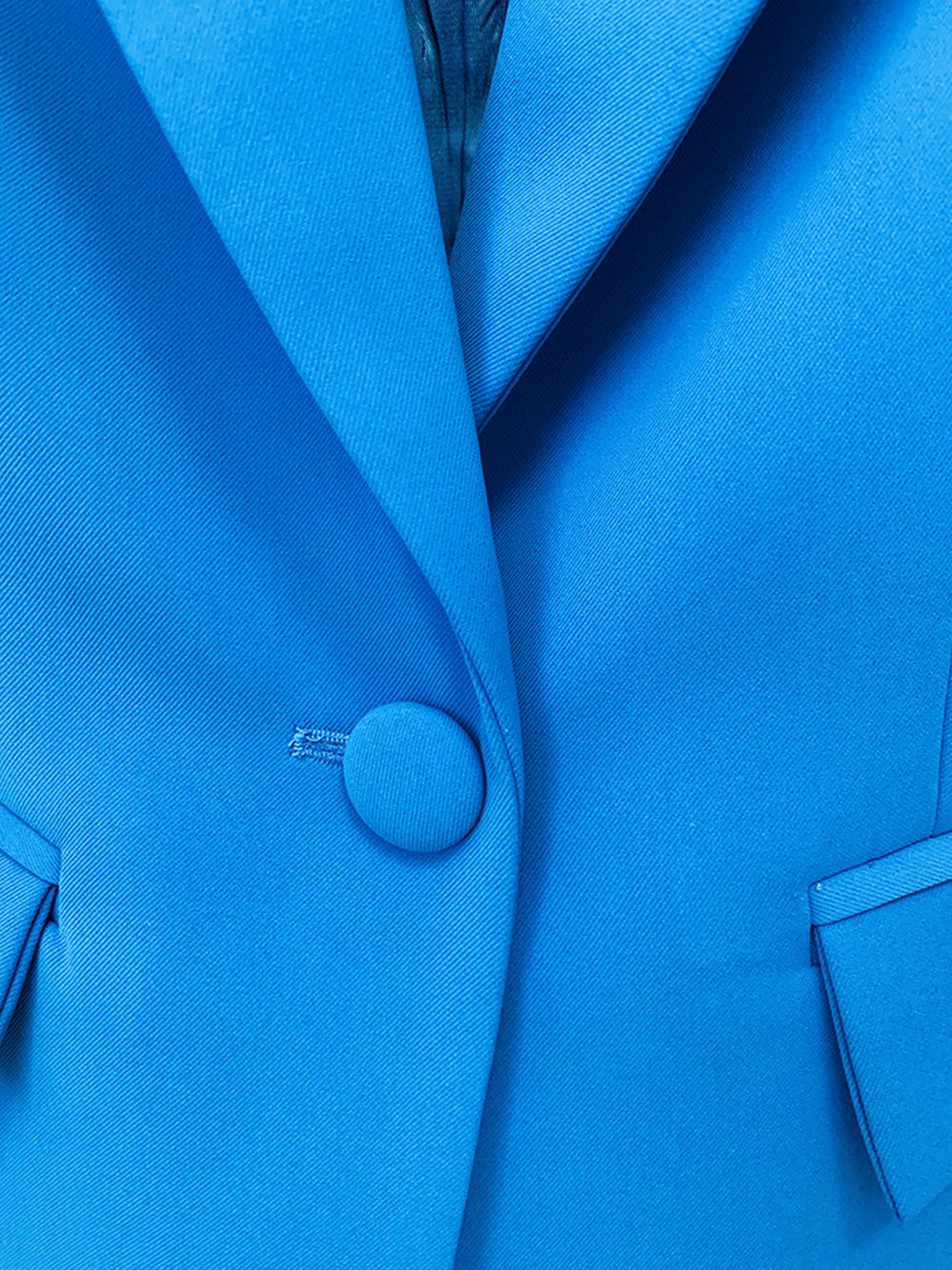 Blue Peak Lapel Single Button Blazer And Flared Pants Set 7