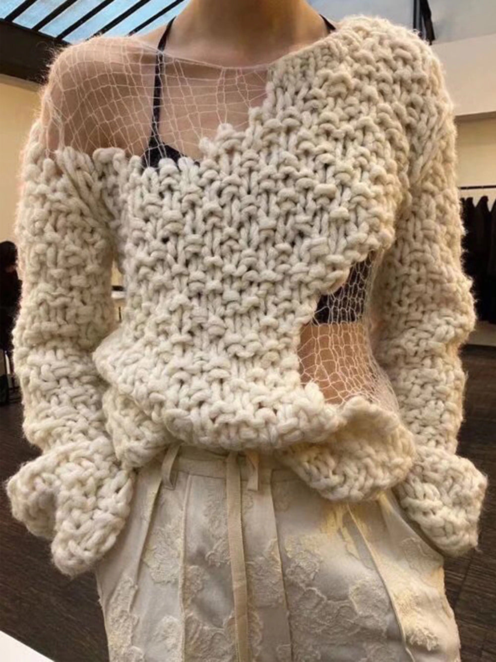 Boat Neck Chunky Hand Knit Oversized Sweater 17