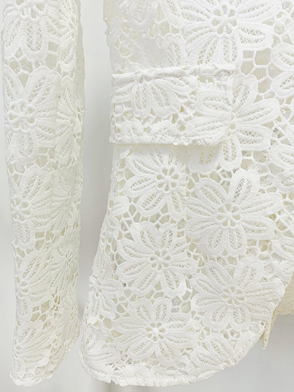 White Notch Lapel Floral Lace Blazer And Pants Set