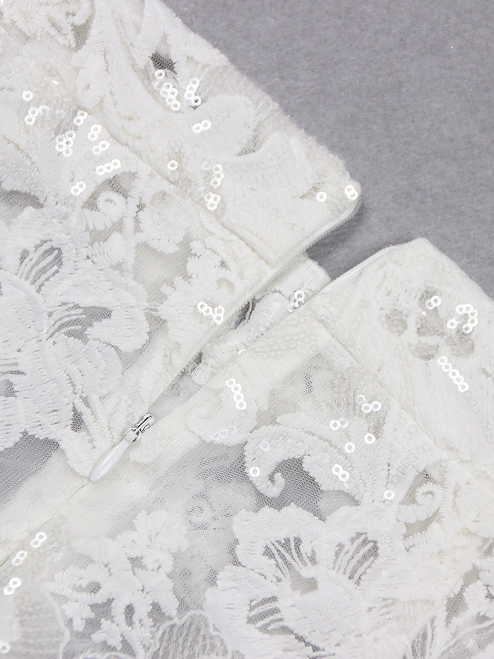 White Floral Lace Sheer Blazer and Flared Pants Set 14