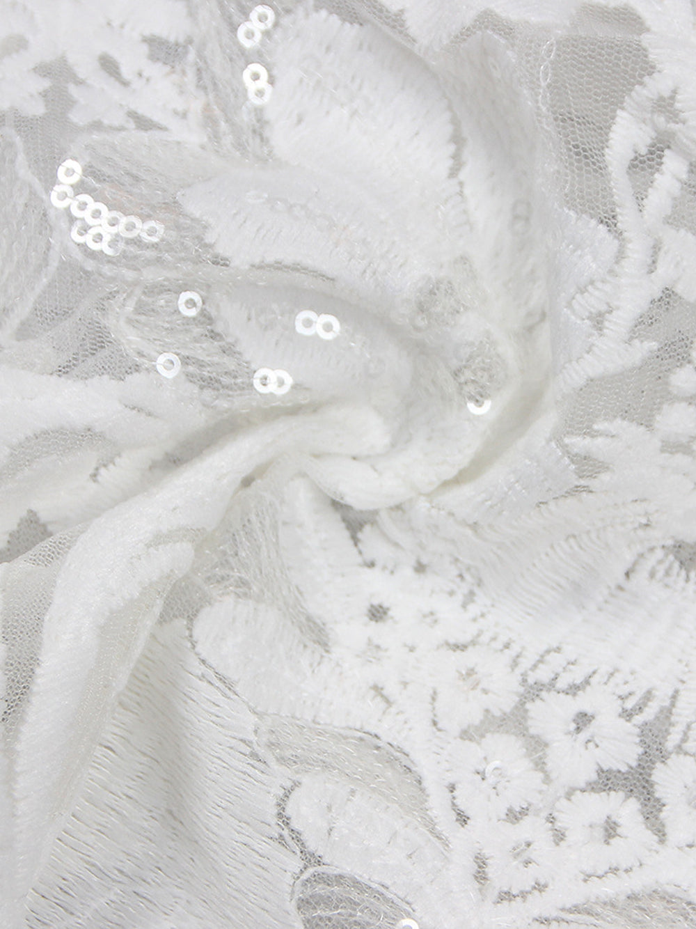 White Floral Lace Sheer Blazer and Flared Pants Set 16